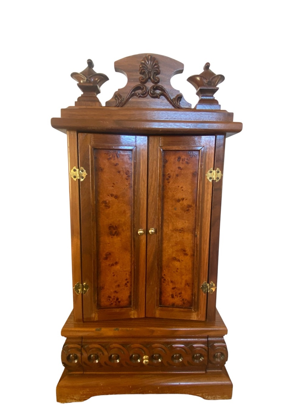 Antique Wood Jewelry Armoire HandCarved Oak?19th Century European Style Storage